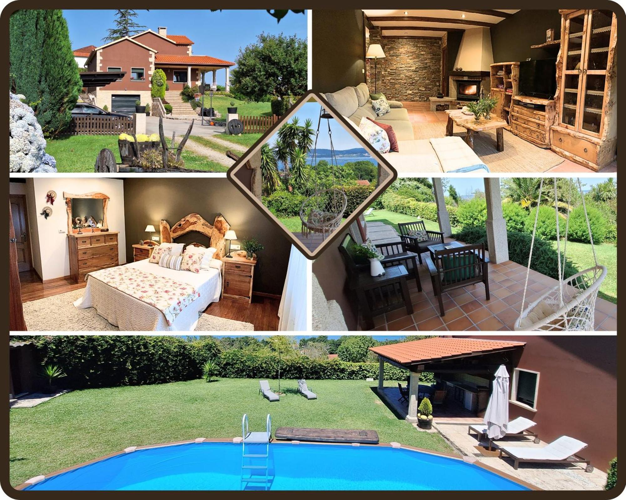 Chalet Rural 400 M Playa Piscina Barbacoa Chimenea Bueu Exterior foto